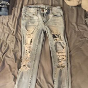 Light washed American Eagle jeans.